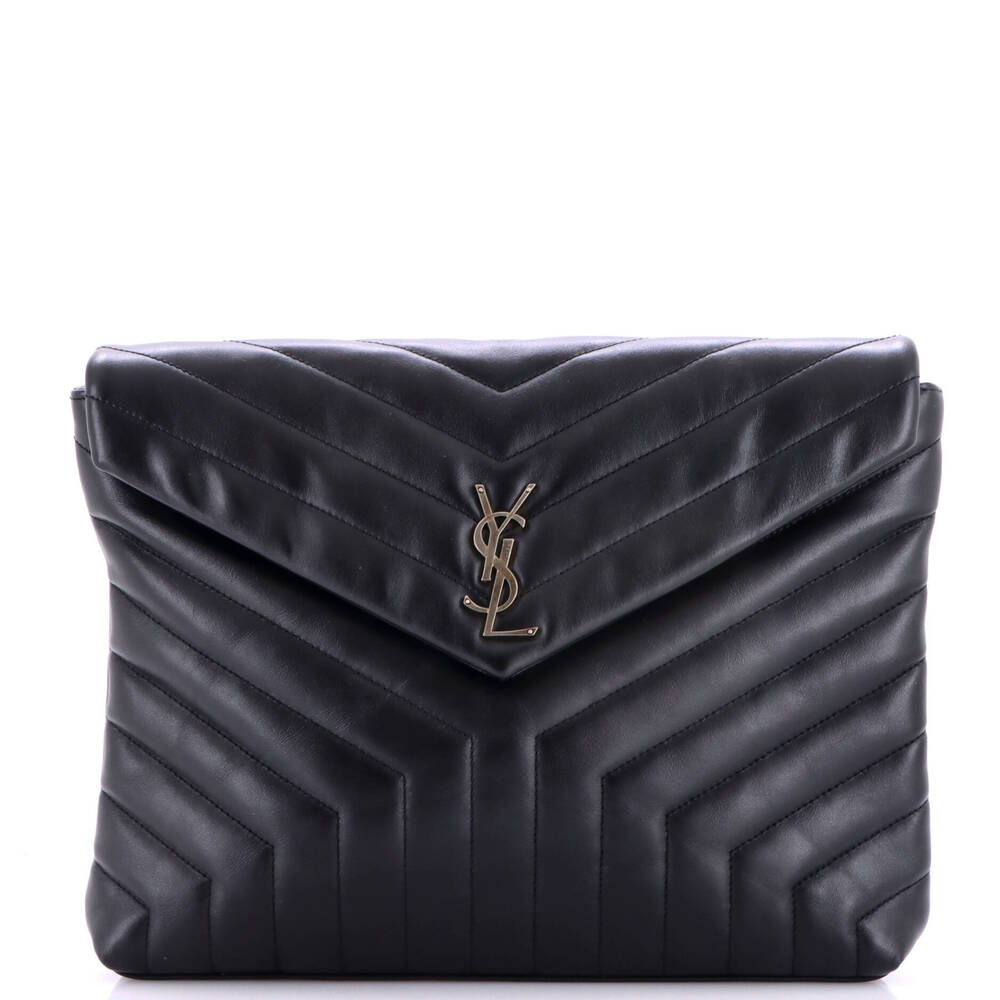Saint Laurent LouLou Document Clutch Matelasse Chevron Leather